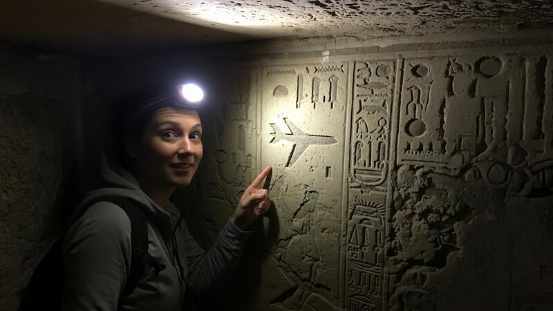 image ai generated of woman at archaeological site