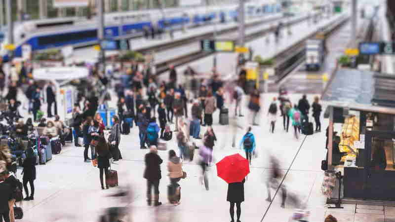 Busy train station