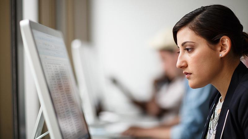 woman on computer