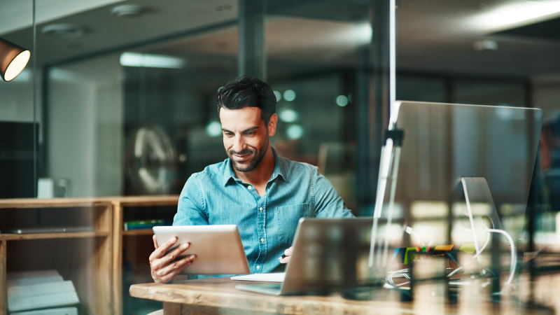 Man using tablet at work