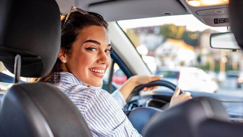 Women driving car