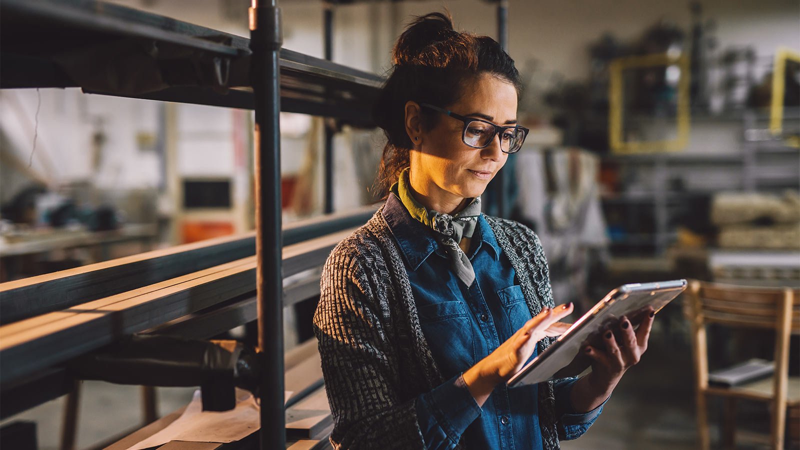 woman using tablet