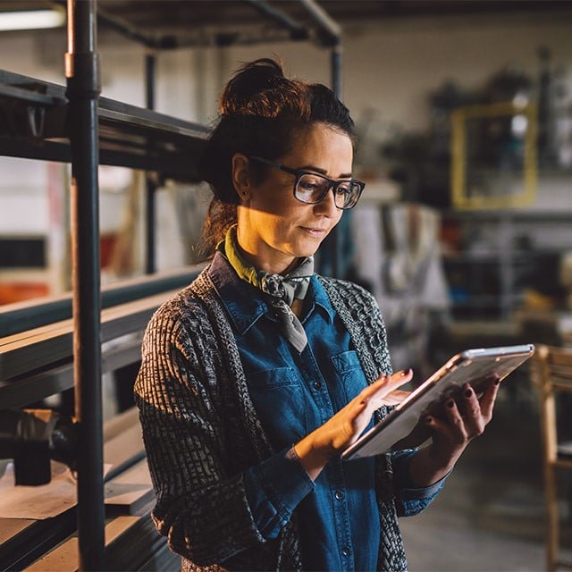 woman using tablet